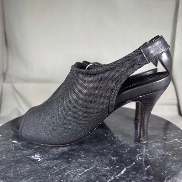 Donald J Pliner Anya Black Mesh Slingback Open Toe Heeled Sandals 8M US - Picture 1 of 8